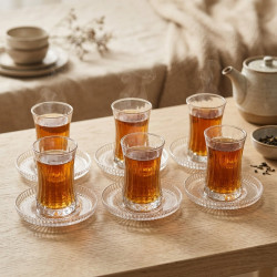 Glass Cup & Saucer Set 6 Pcs